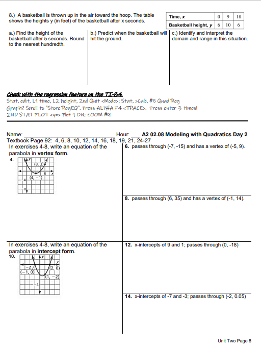 31. WRITING Two quadratic functions have graphs