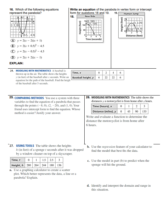 31. WRITING Two quadratic functions have graphs