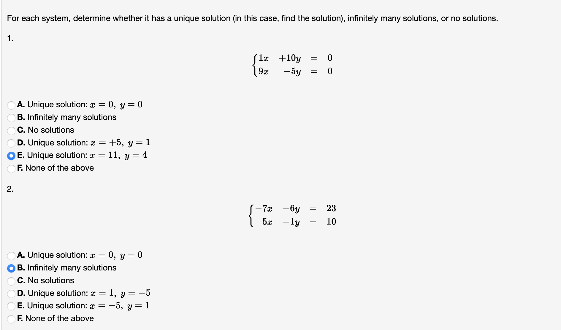 Please show steps For each system, determine