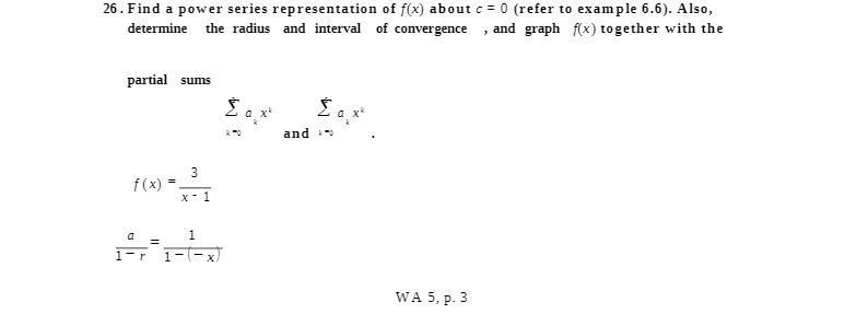 26 . Find a power series representation of f(x)