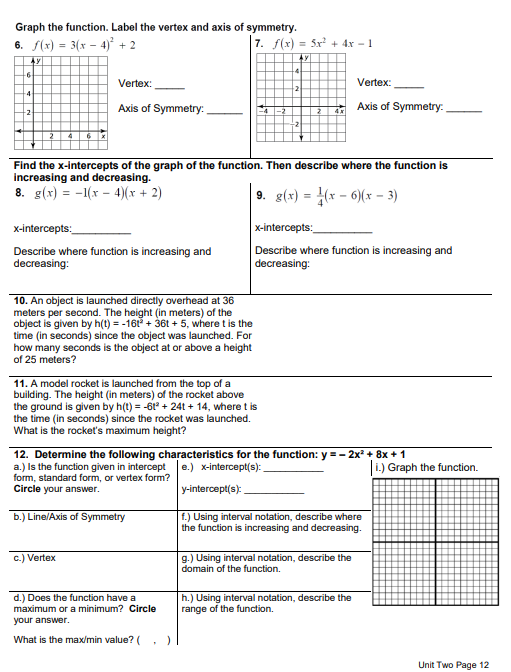 31. WRITING Two quadratic functions have graphs