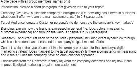 A title page with all group members names on it