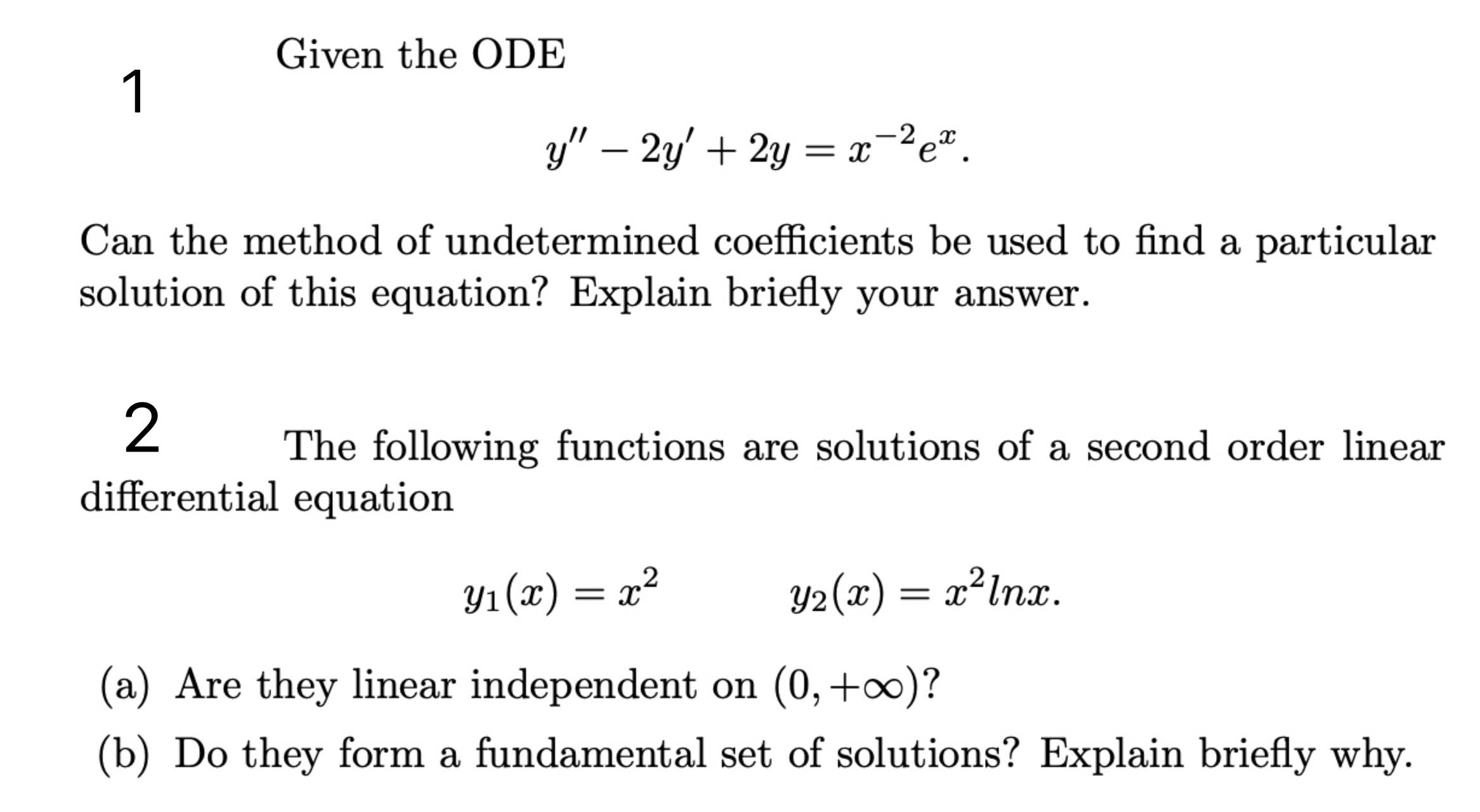 Given the ODE y" - 2y