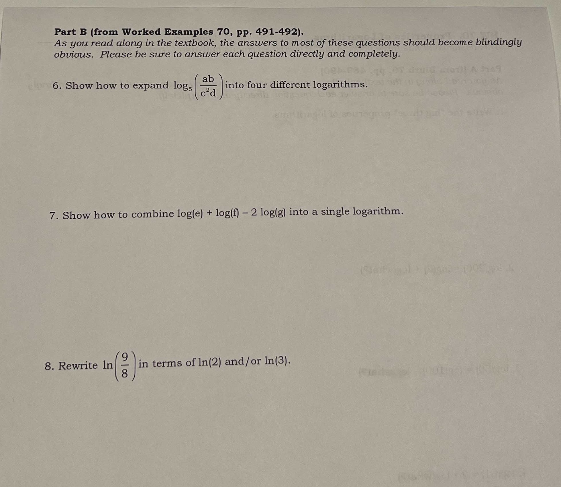 Part B (from Worked Examples 70, pp. 491-492). As
