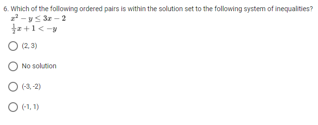 I5. Which of the following ordered pairs is
