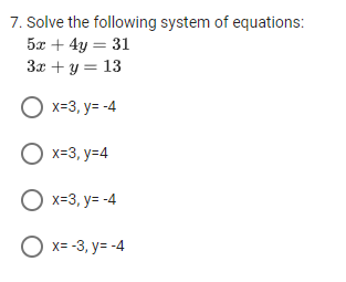 I5. Which of the following ordered pairs is