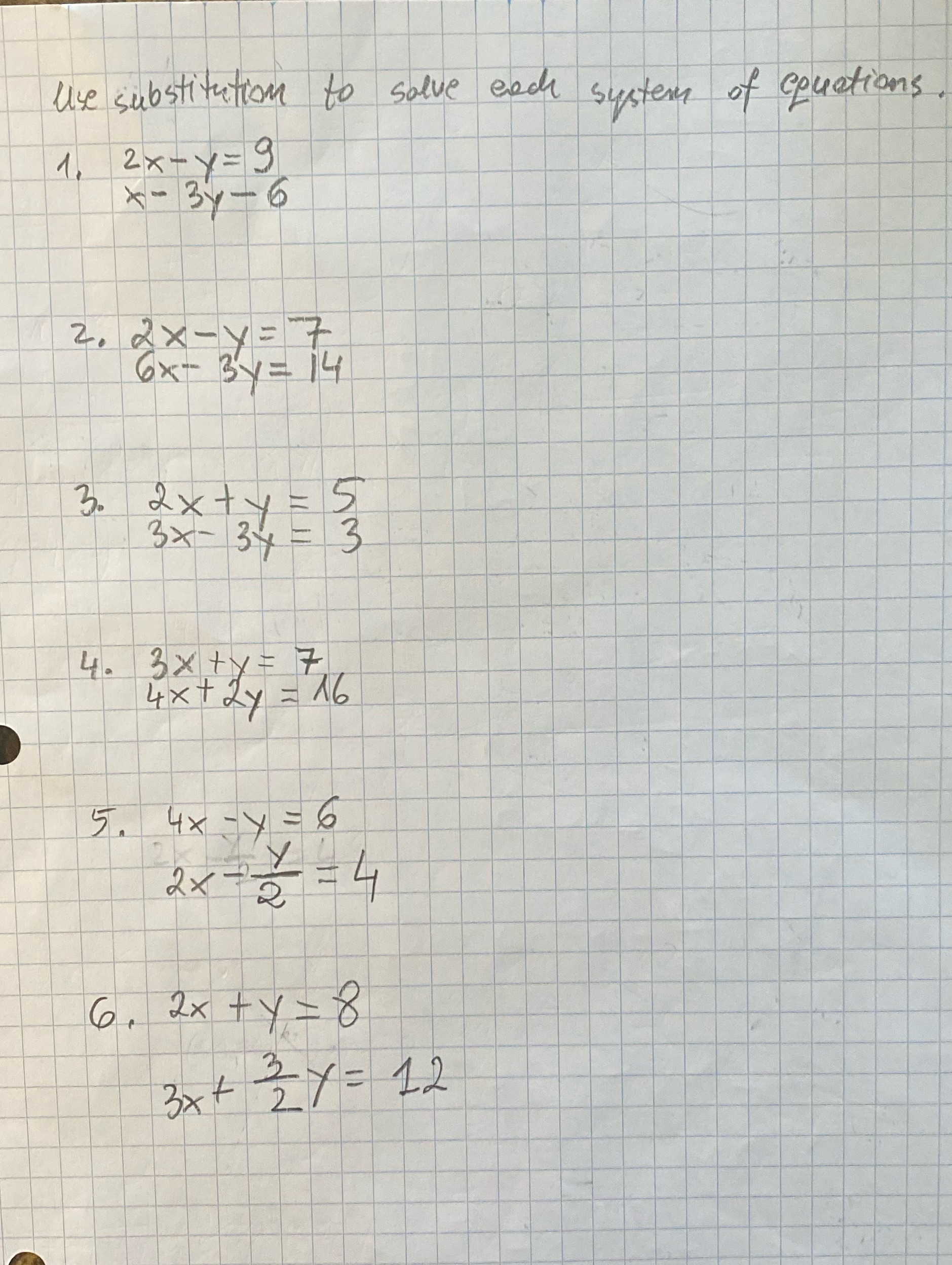 Use substitution to solve each system of