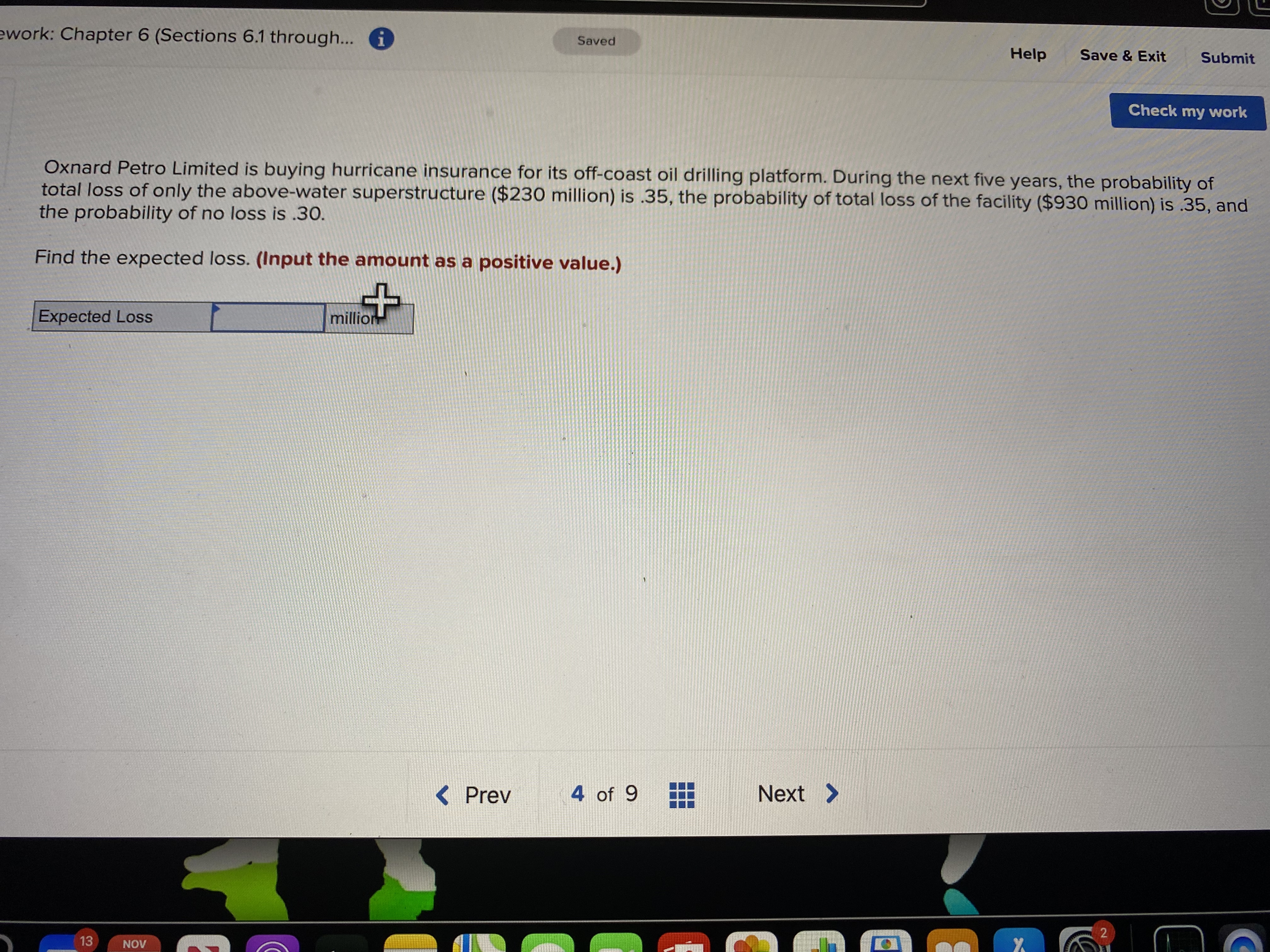 work: Chapter 6 (Sections 6.1 through... i Saved