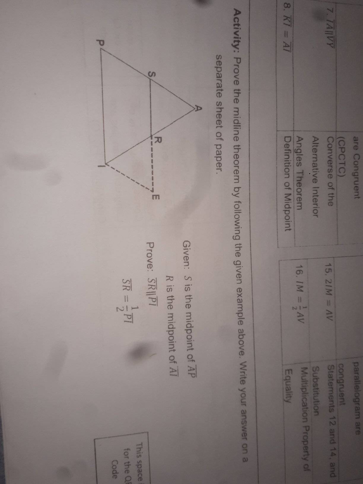 are Congruent (CPCTC) Activity: Supply the