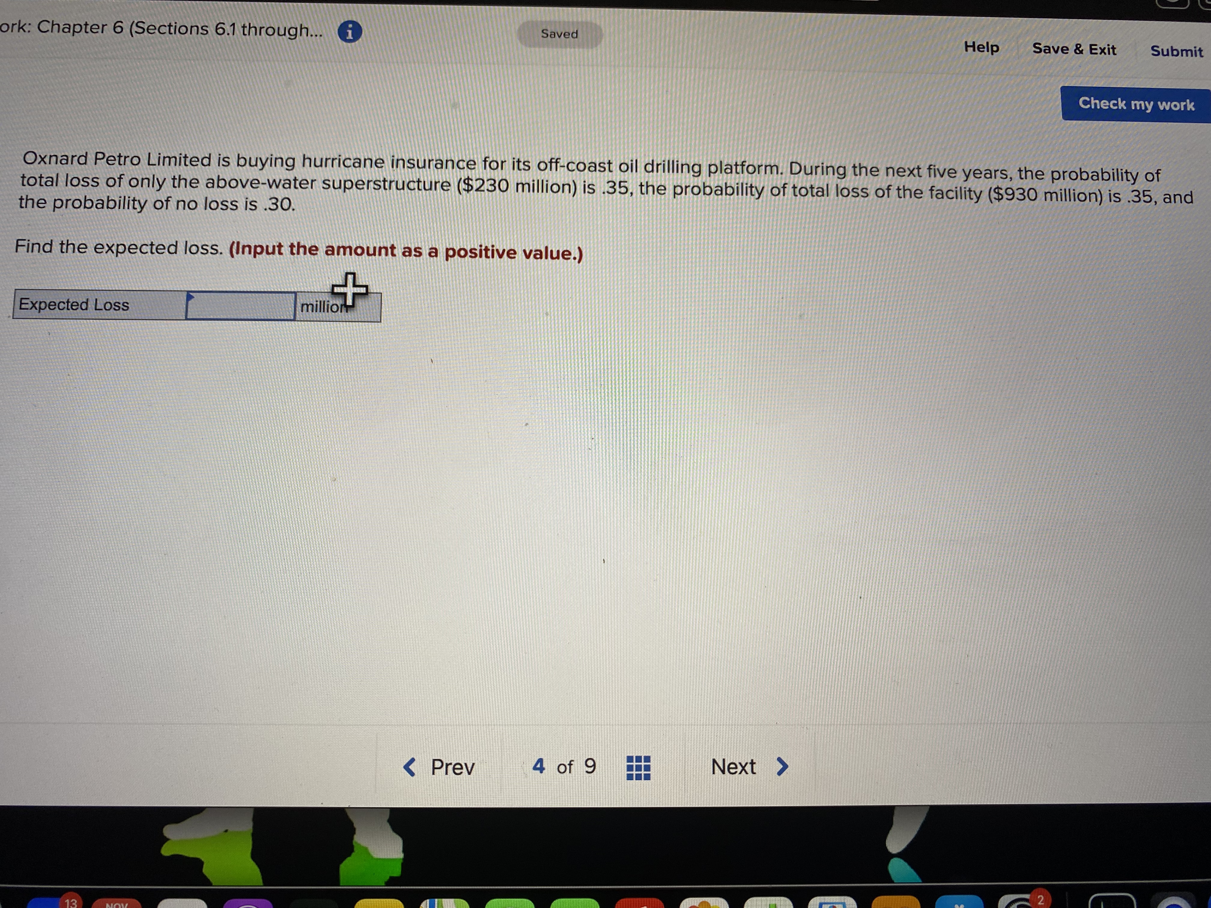 work: Chapter 6 (Sections 6.1 through... i Saved