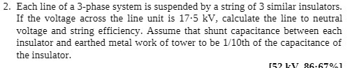 2. Each line of a 3-phase system is suspended by