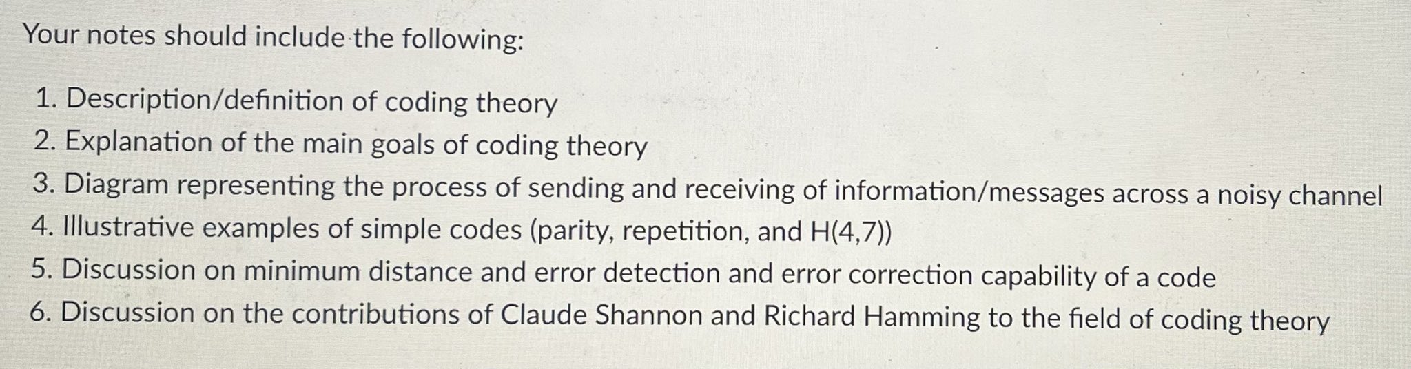 Your notes should include the following: 1.