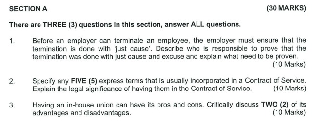 SECTION A (30 MARKS) There are THREE (3)