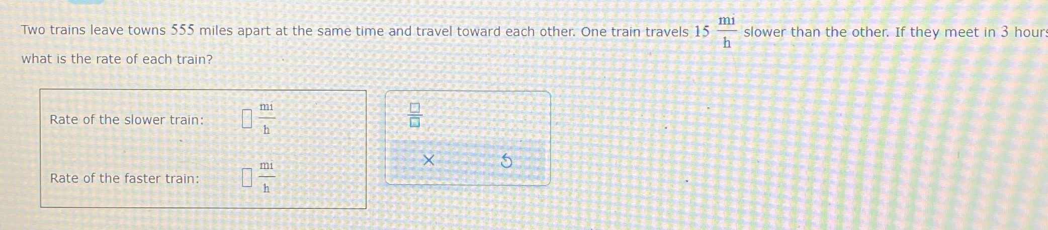 m1 Two trains leave towns 535 miles apart at the