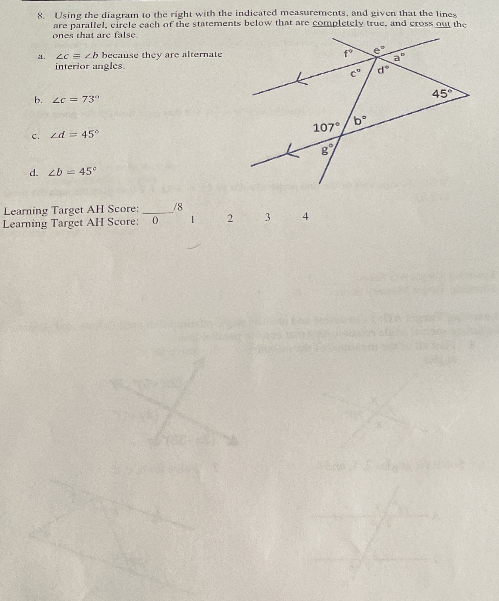 8. Using the diagram to the right with the