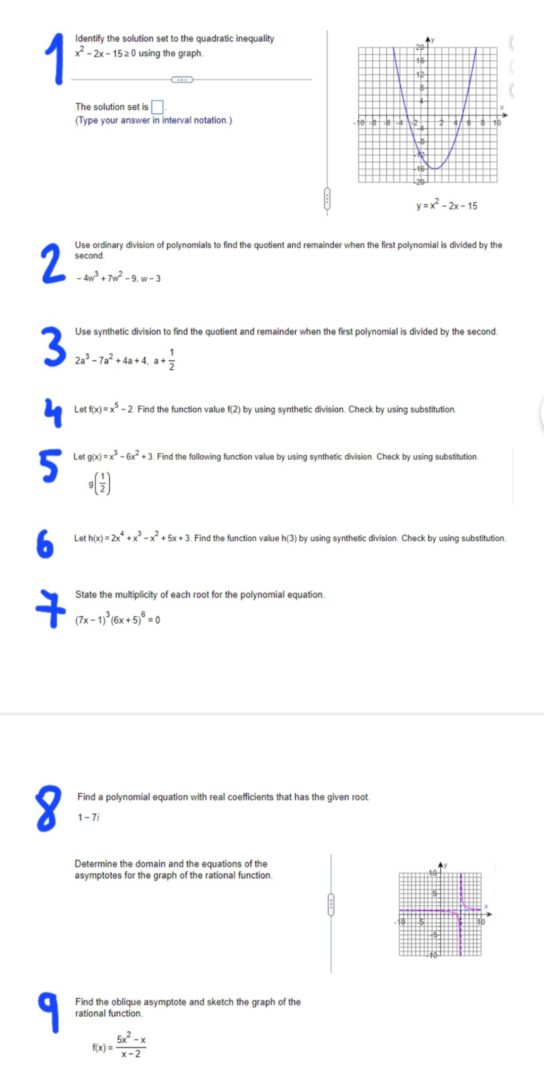 College Algebra Identify the solution set to the