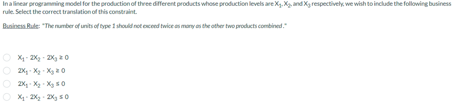 In a linear programming model for the production