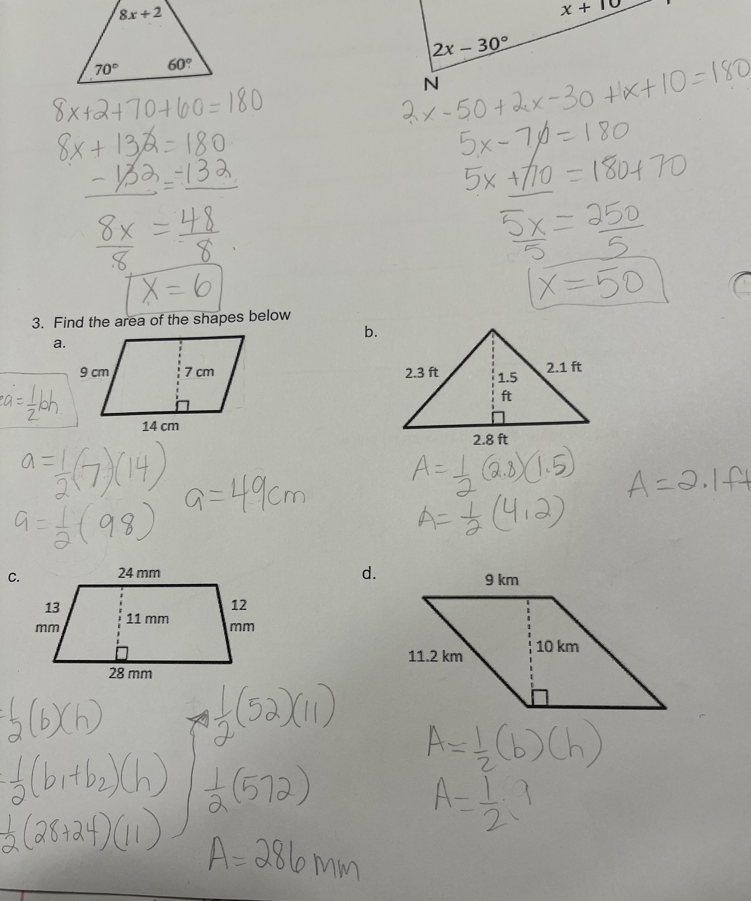 How do I find the area of this shape. Problem 3.