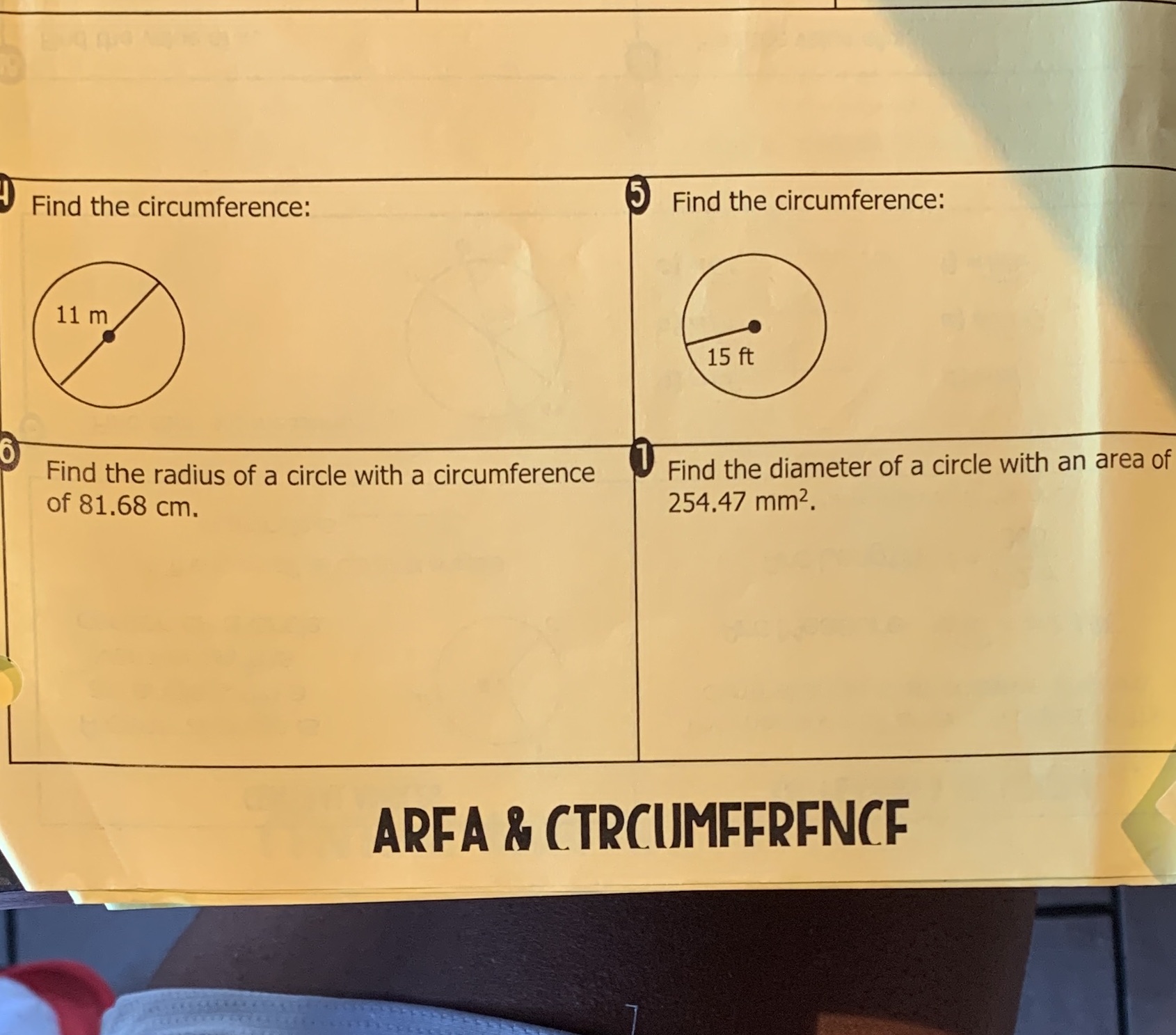 Find the circumference: 5 Find the circumference: