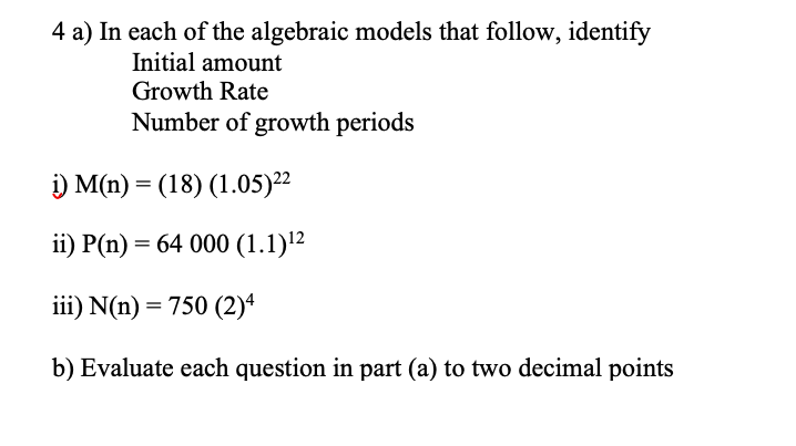 Explain step by step how to solve questions 4 and