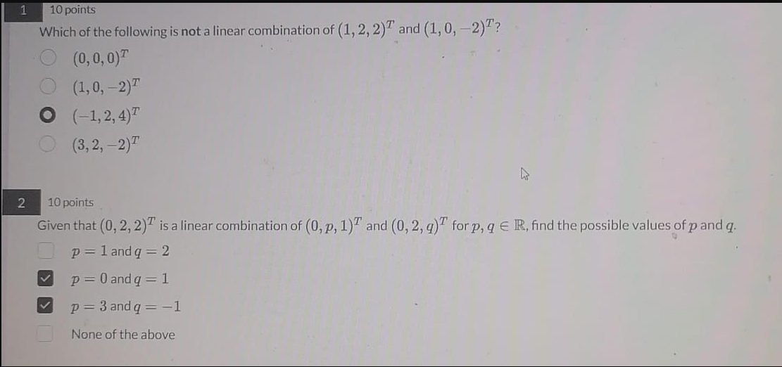 10 points Which of the following is not a linear