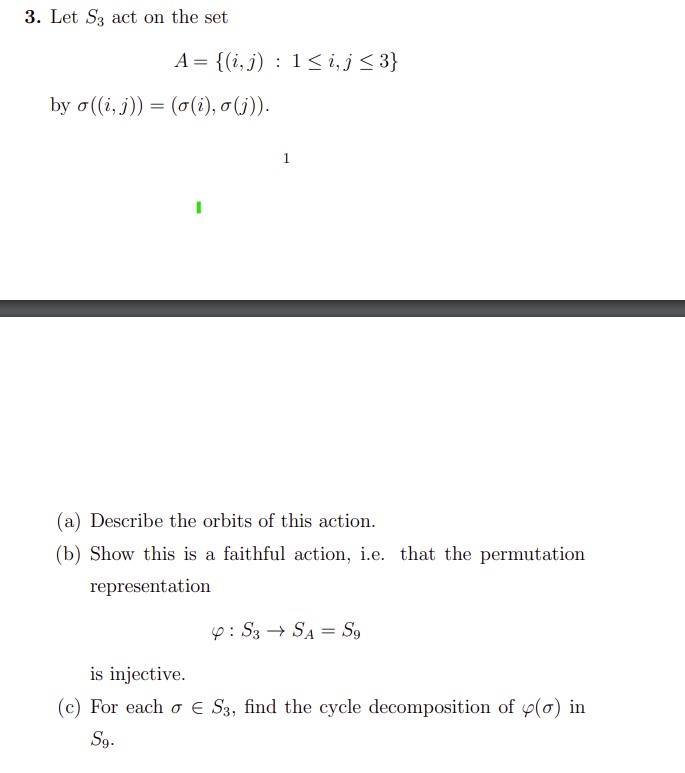 3. Let S3 act on the set A = {(i,j) : 1