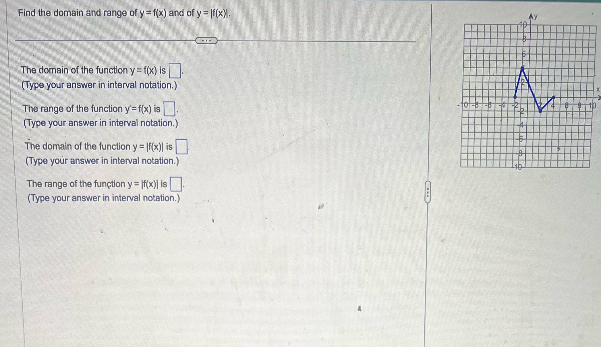 Only the answers please in a box Find the domain