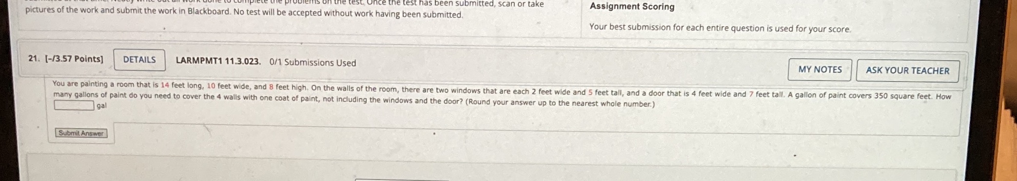 been submitted, scan or take Assignment Scoring