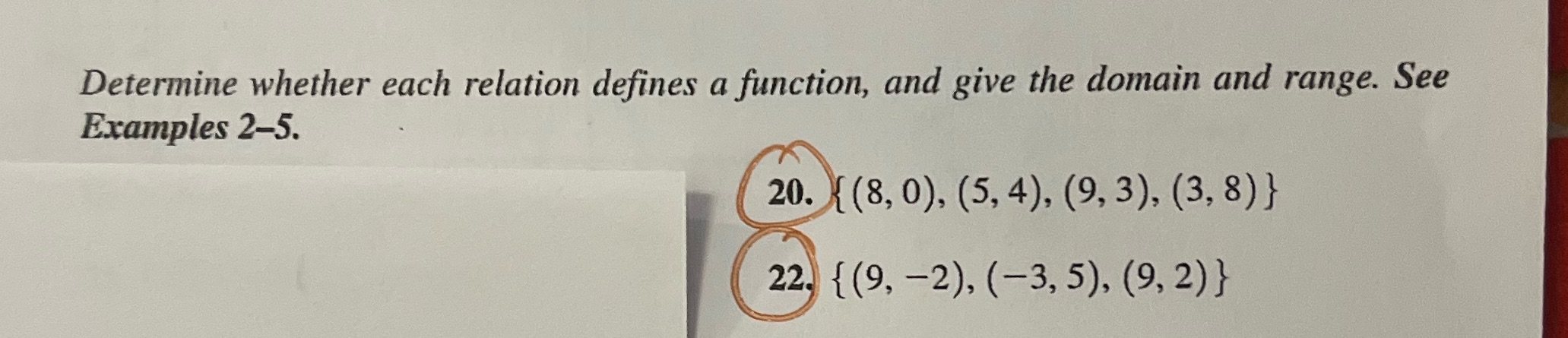 Determine whether each relation defines a