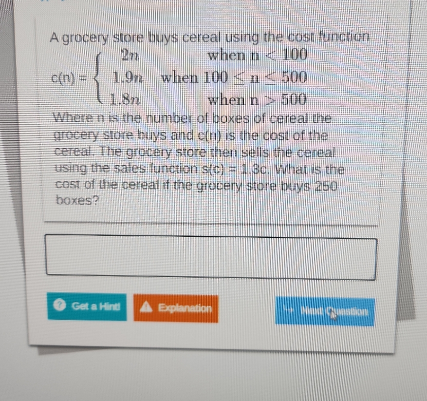A grocery store billys cereal using the cost