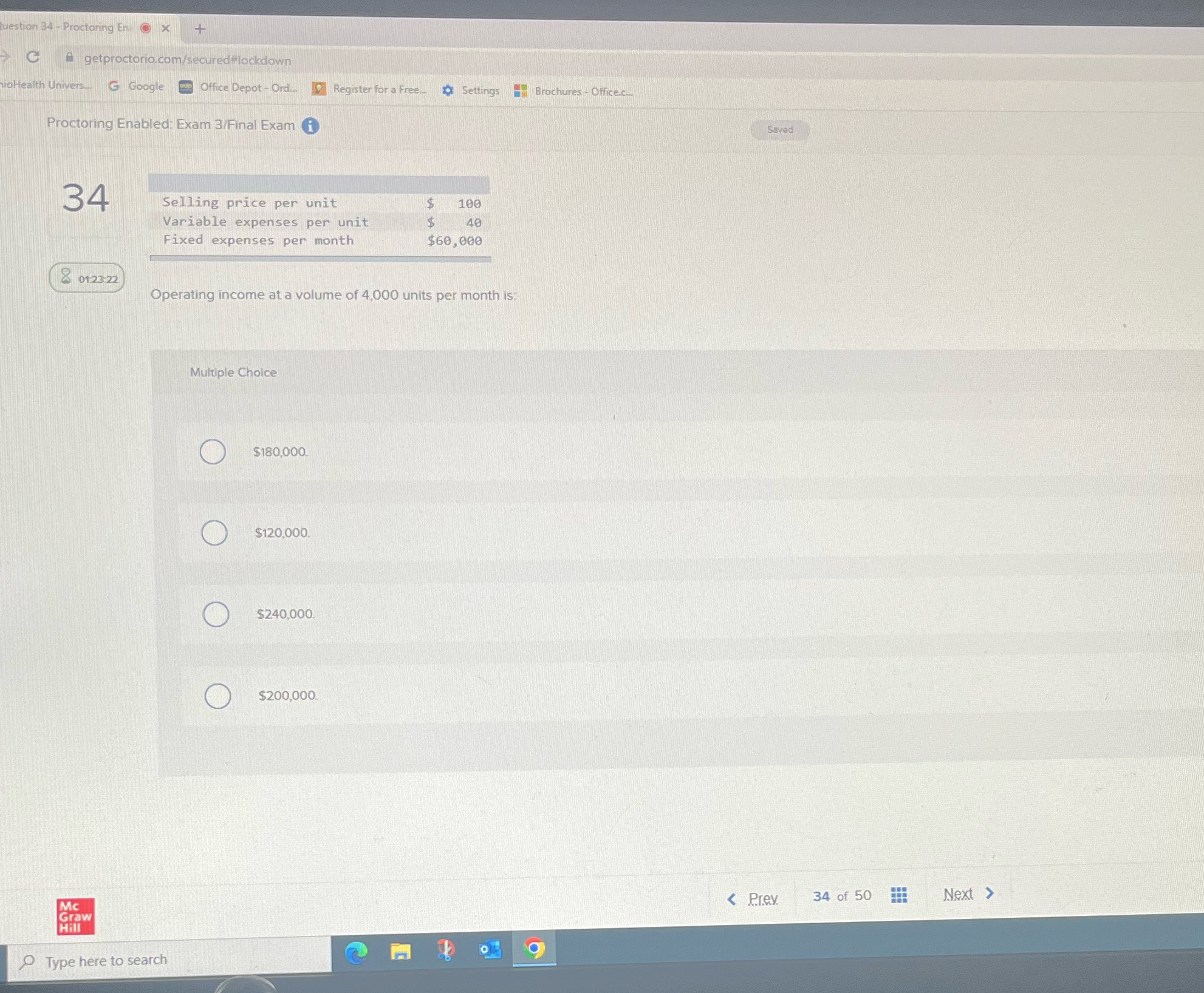 uestion 34 - Proctoring En O X + C