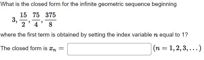 What is the closed form for the infinite