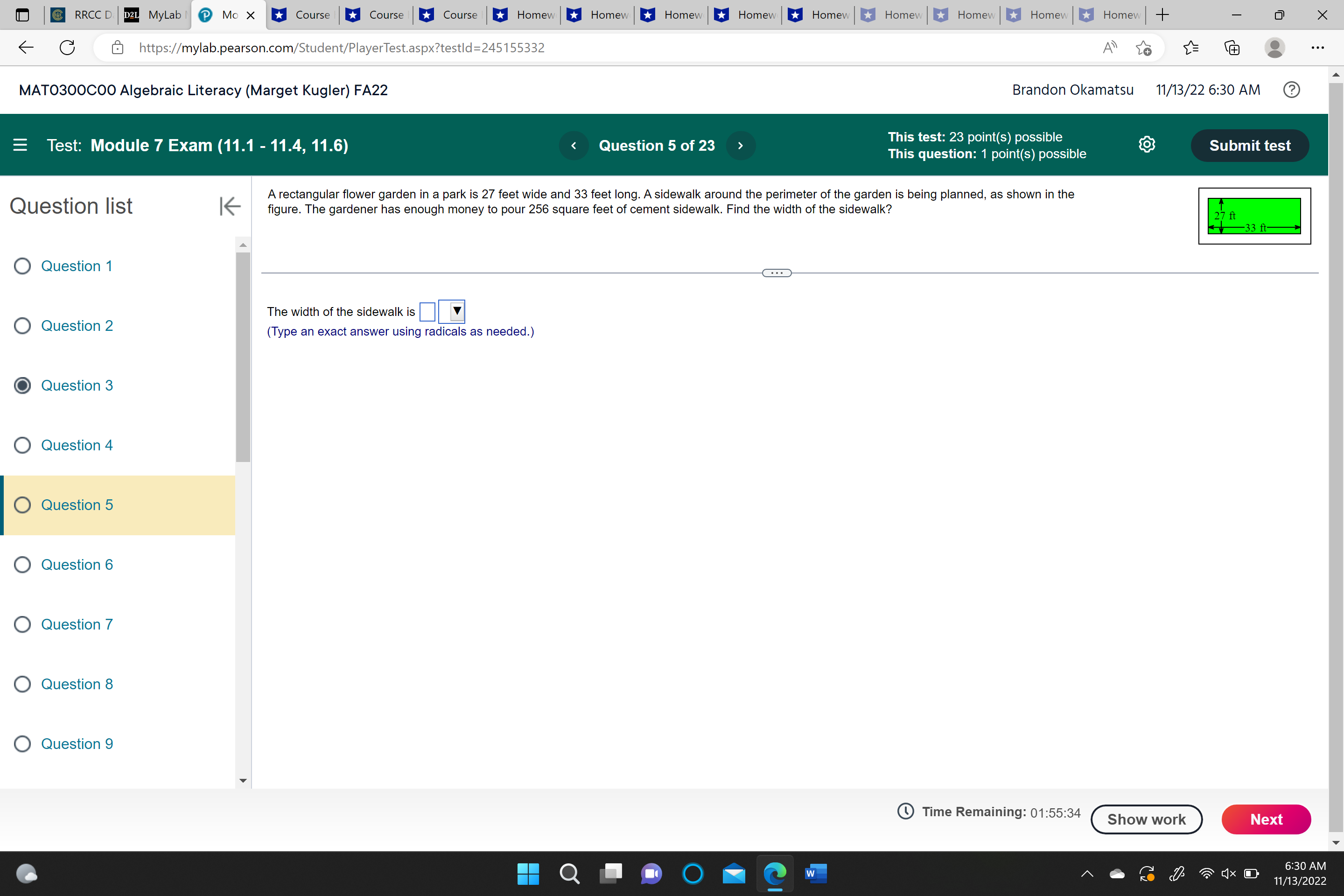 @ RRCC D D2L MyLab Mo X Course Course * Course *