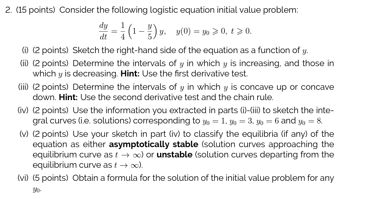 2. (15 points) Consider the following logistic