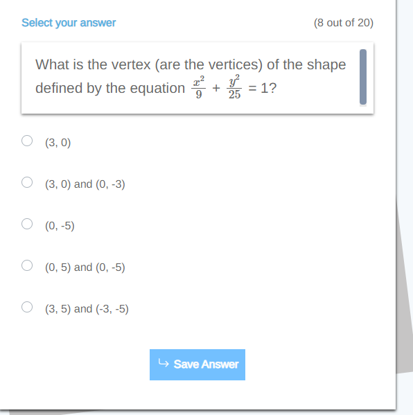 Select your answer [a out of 2D] What is the