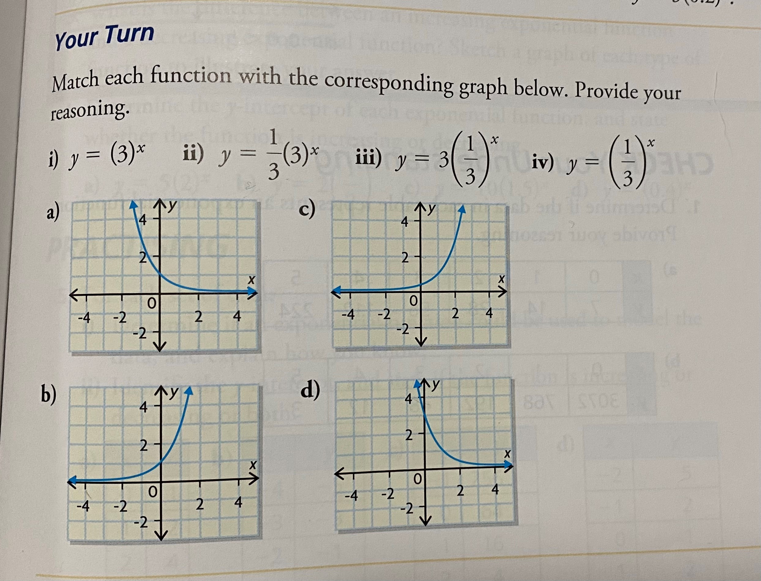 Your Turn Match each function with the