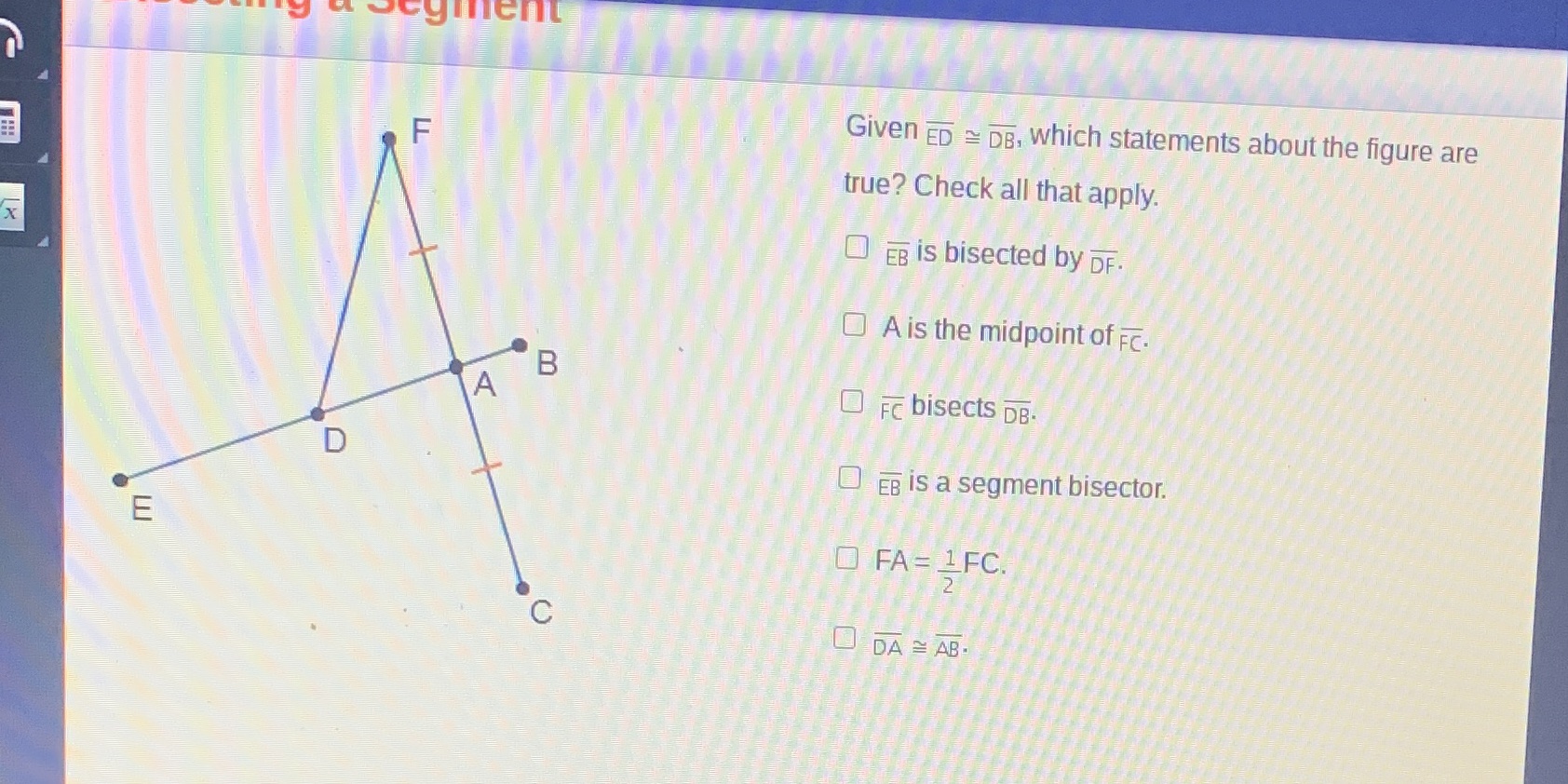 cyment Given ED 2 DB, Which statements about the
