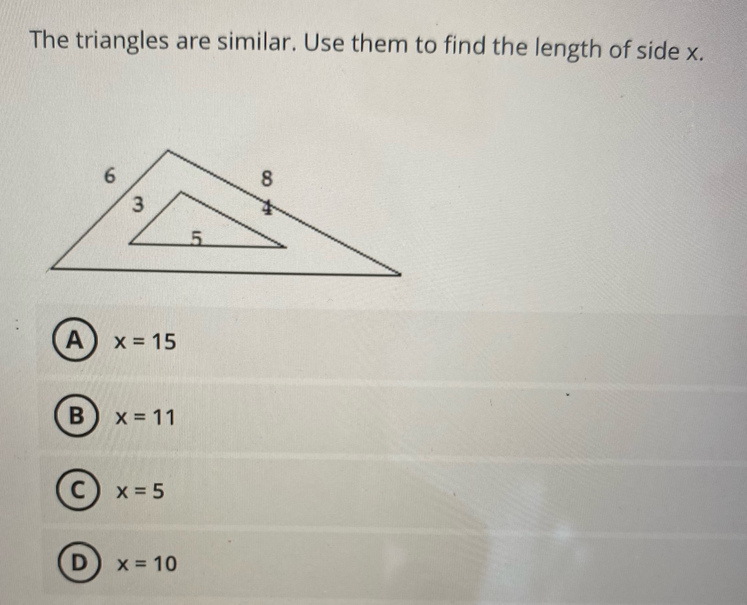 Help please The triangles are similar. Use them