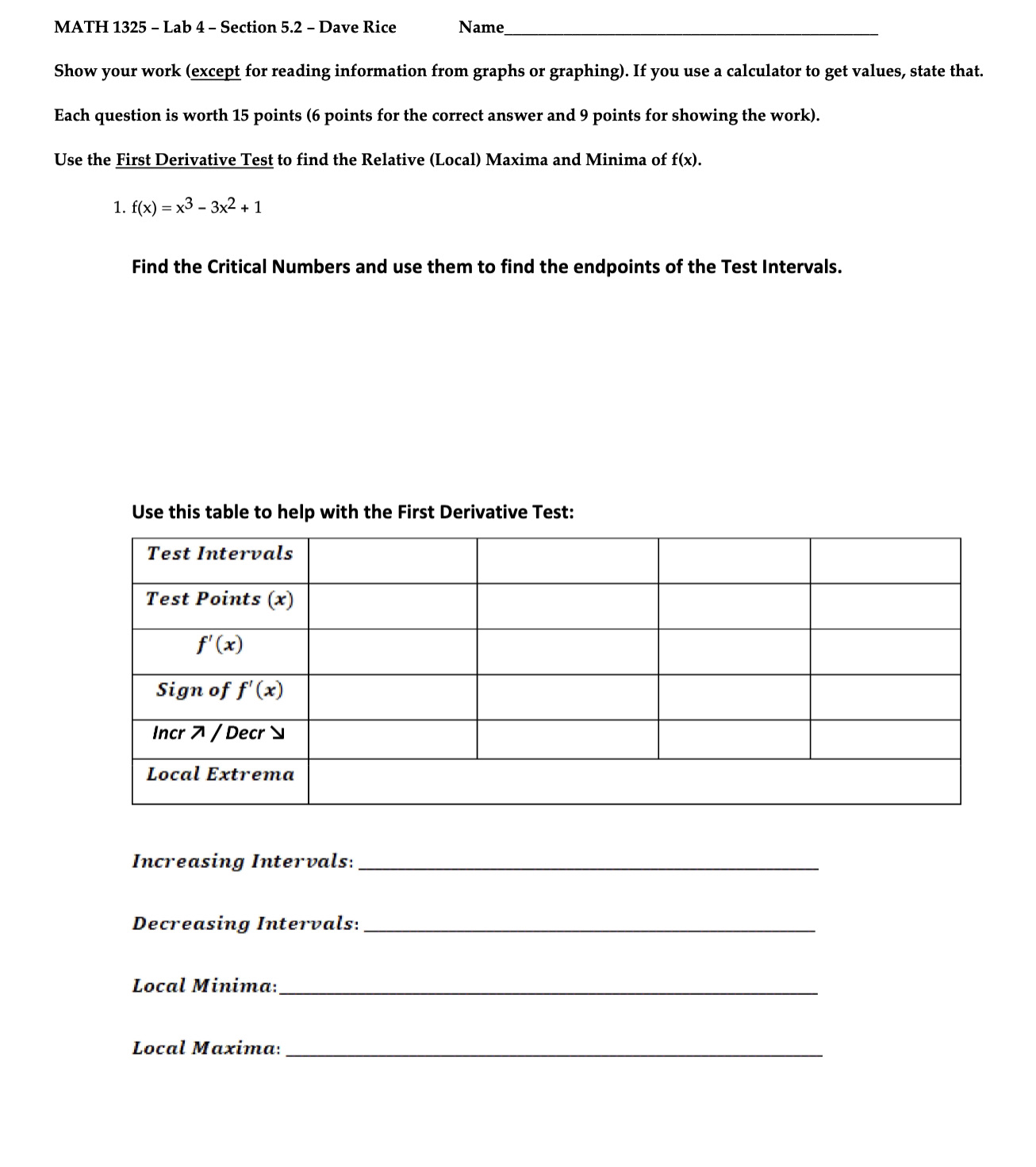 MATH 1325 - Lab 5 - Section 5.3 - Dave Rice Name_