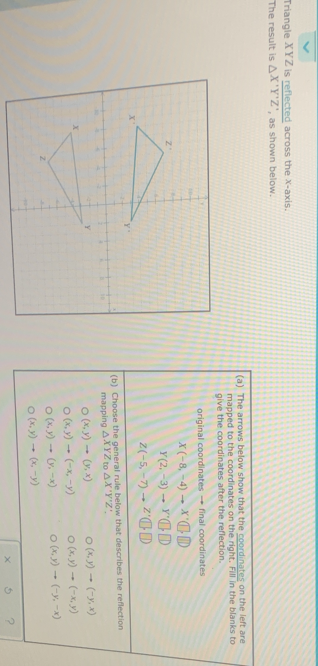 Need help to figure this out Triangle XYZ is