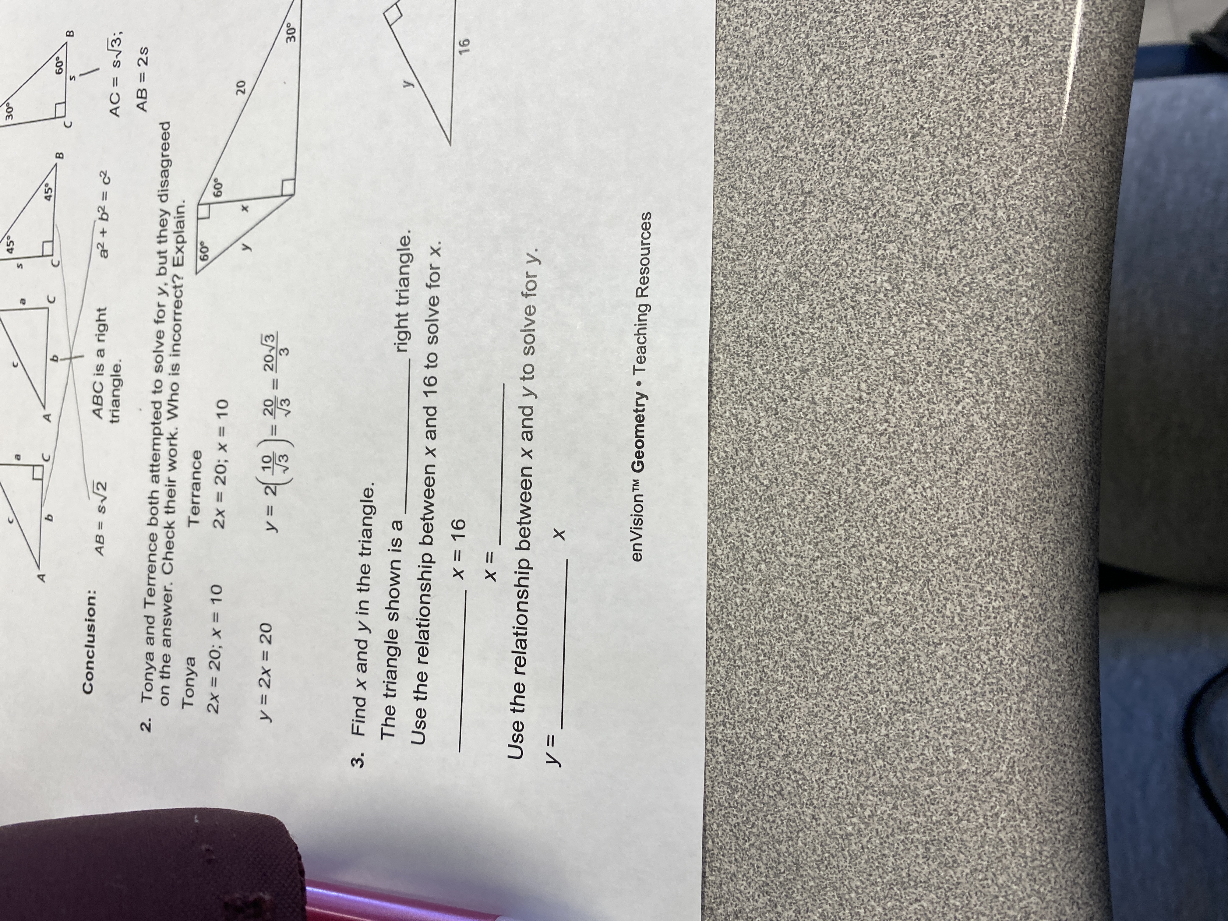 30 450 B 60 Conclusion: AB = SV2 ABC is a right