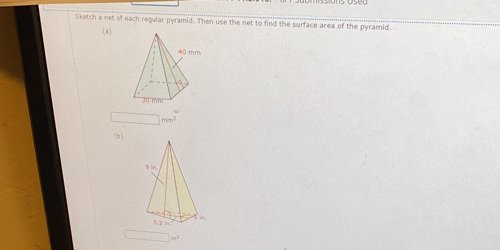 issions Used Sketch a net of each regular