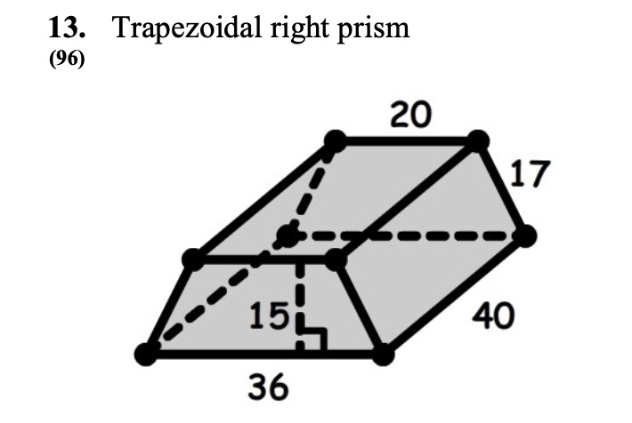 Calculate the volume of each of the solids below.
