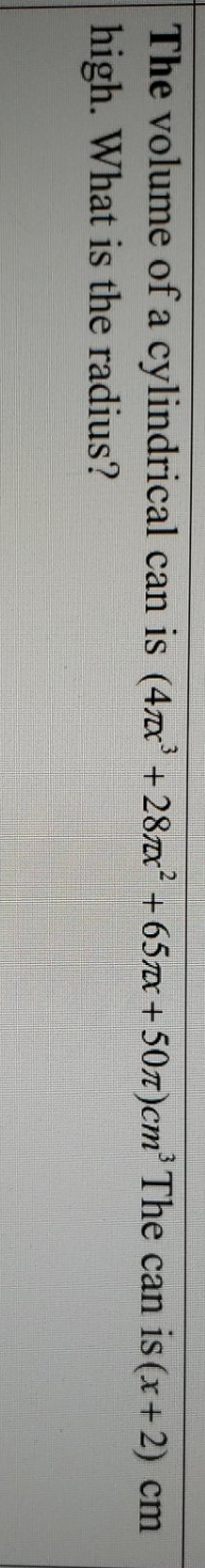 radius question The volume of a cylindrical can
