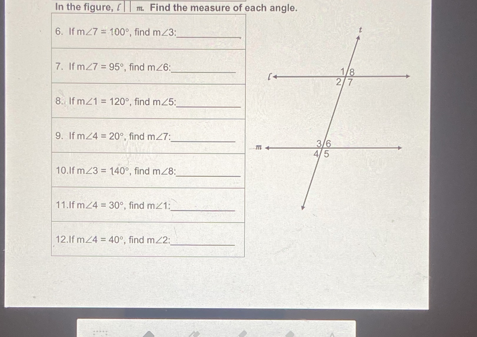 In the figure, ( | | m. Find the measure of each