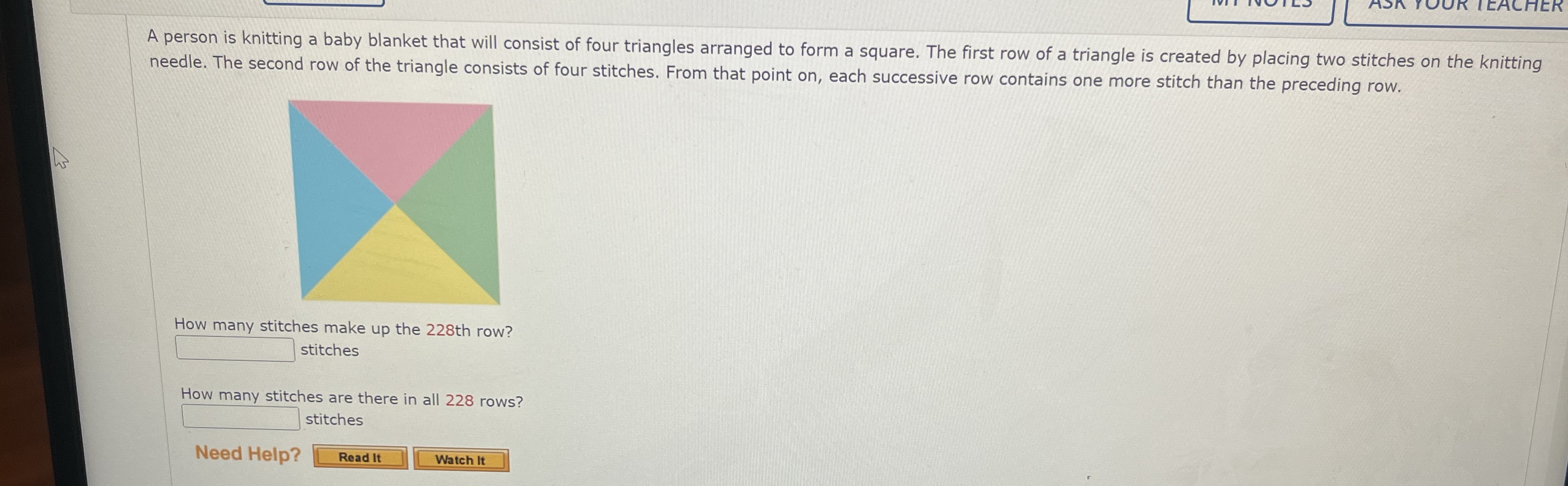 A person is knitting a baby blanket that will