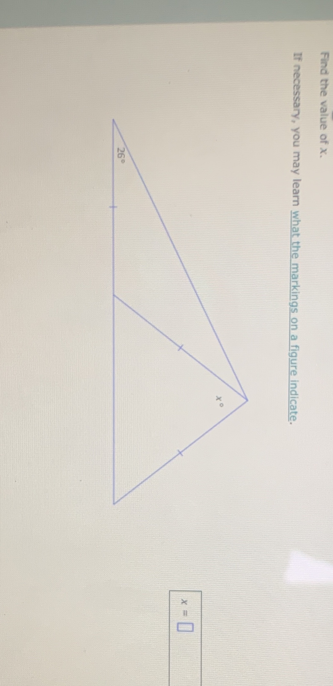 Need help to figure this out Find the value of X.