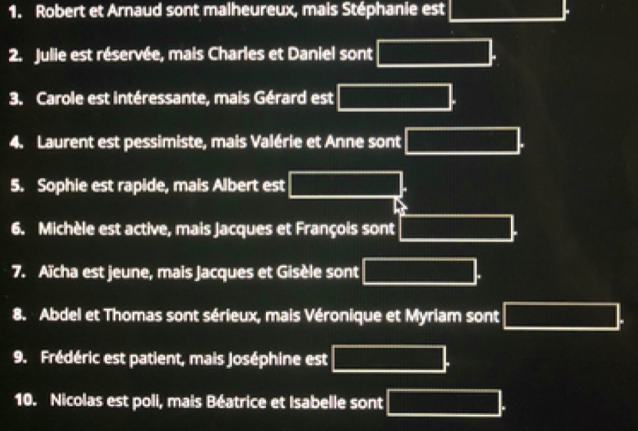 1. Robert et Arnaud sont malheureux, mais