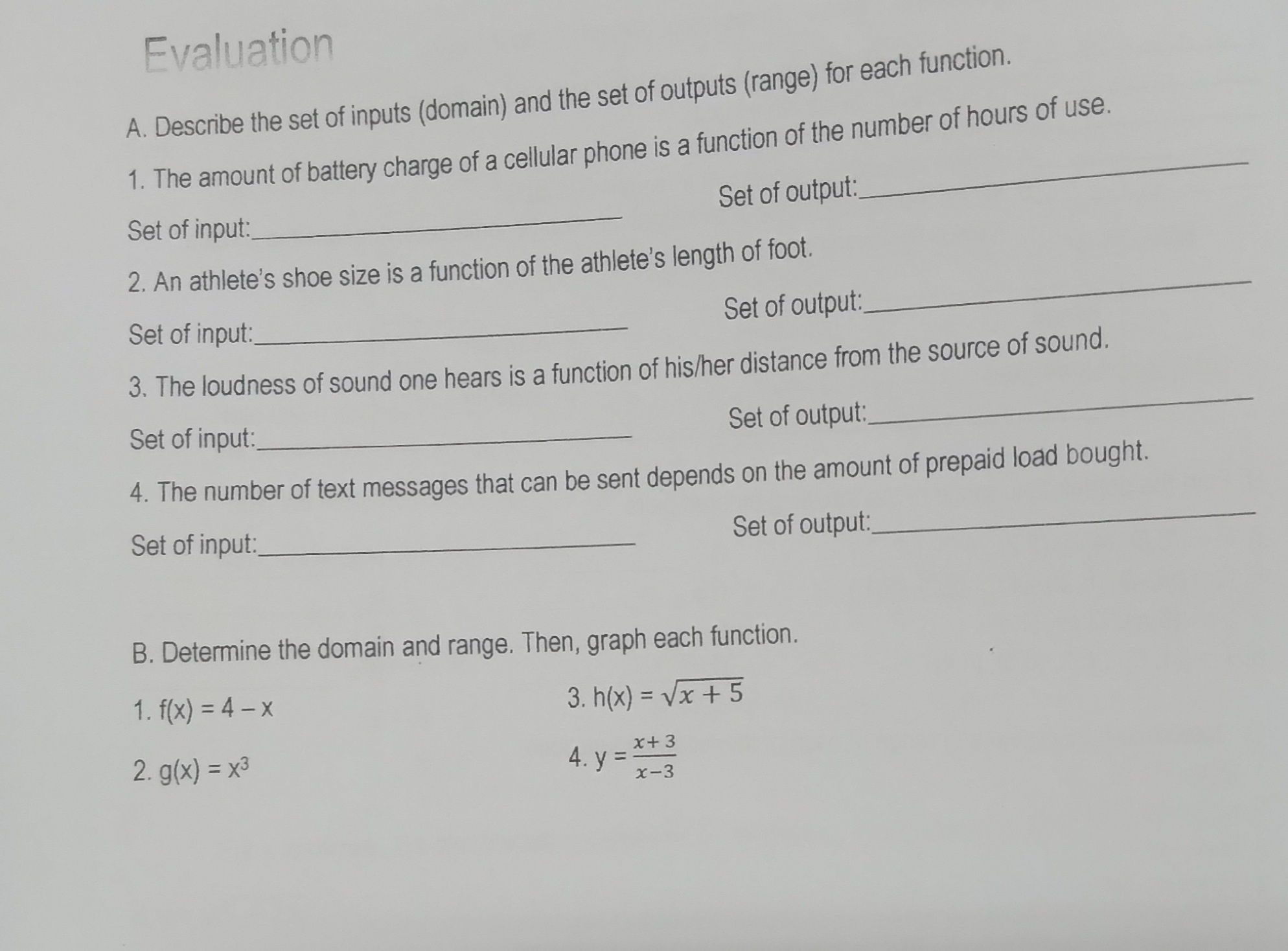 C. Determine the domain and range of each of the
