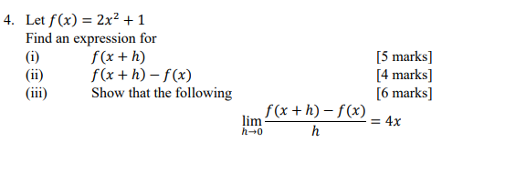 4. Letx) = 2x2 + 1 Find an cxpresainn for {i} HI